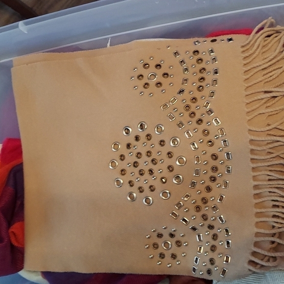 Tan Scarf with Metal Stud Details by Echo - Picture 1 of 4